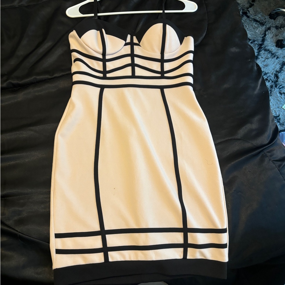 a'gaci Black and Cream Mini Dress